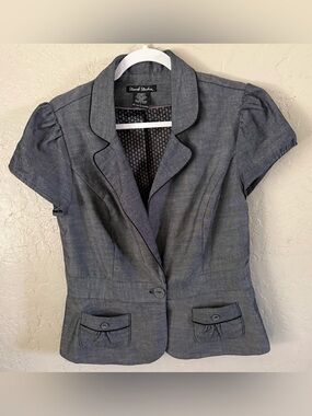 Stoosh Studio Women’s Lightweight Blazer/Jacket Short Sleeve Dark Gray M